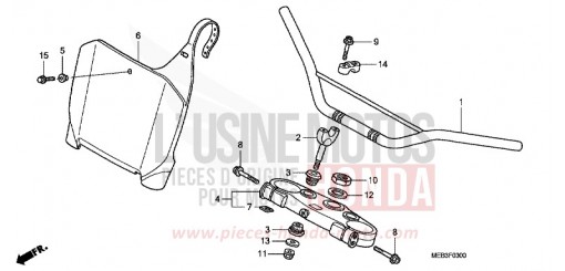 TUYAU DE GUIDON/PONT SUPERIEUR (CRF450R2,3) CRF450R2 de 2002